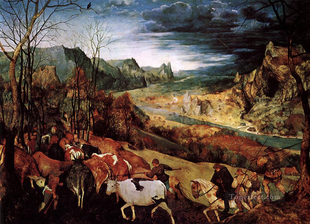 The Return of the Herd Flemish Renaissance peasant Pieter Bruegel the Elder Oil Paintings